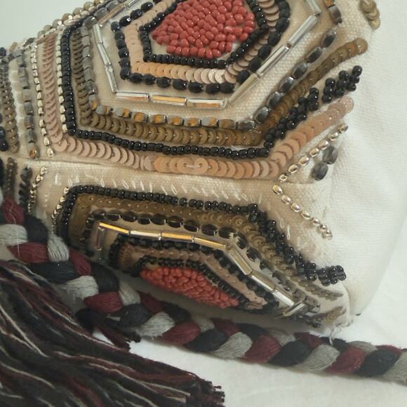 Sam Edelman Women’s Beaded Shoulder Bag – Multicolor Geometric Chic Boho - Picture 9 of 15